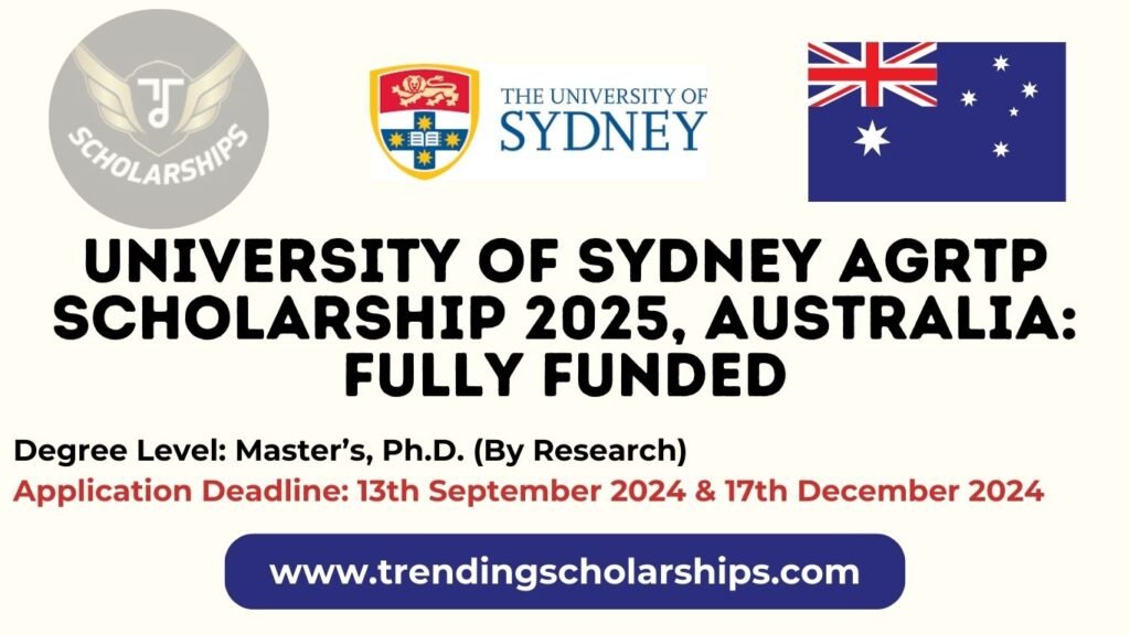 University of Sydney AGRTP Scholarship 2025, Australia: Fully Funded